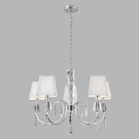 Searchlight Portico - lustre - Ø 60 x 96 cm - chrome et blanc