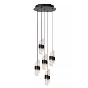 Lucide Kligande - lampe suspendue - Ø 30 x 150 cm - 5 x 7,8W LED inclus - noir