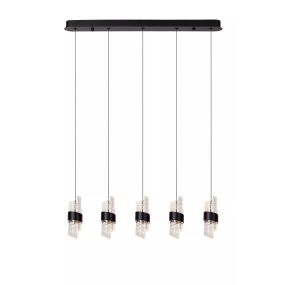 Lucide Kligande - lampe suspendue - 84 x 8 x 150 cm - 5 x 7,8W LED dimmable inclus - noir