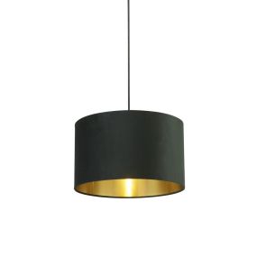 Searchlight Velvet Drum - abat-jour - Ø 40 x 24 cm - vert et or