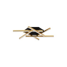 Nova Luce Antama - plafonnier -  60 x 7,5 x 60 cm - 43W dimmable LED inclus - noir sablé et or
