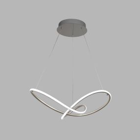 Searchlight Magic - lampe suspendue - Ø 58 x 150 cm - 29W LED dimmable inclus - argent satiné et blanc