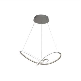 Searchlight Magic - lampe suspendue - Ø 58 x 150 cm - 29W LED dimmable inclus - argent satiné et blanc