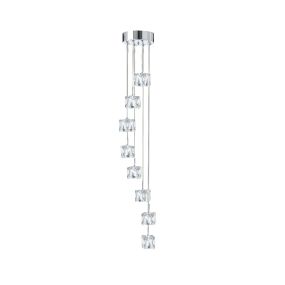 Searchlight Ice Cube - lampe suspendue - Ø 20 x 116 cm - 8 x 5W LED dimmable inclus - chrome