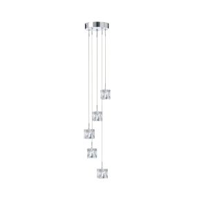 Searchlight Ice Cube - lampe suspendue - Ø 18 x 116 cm - 5 x 5W LED dimmable inclus - chrome
