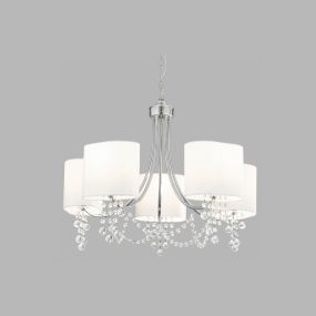 Searchlight Nina - lustre - Ø 64 x 106 cm - chrome et blanc