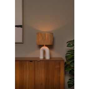 Lucide Ronda - lampe à poser - Ø 28 x 45 cm - blanc et naturel