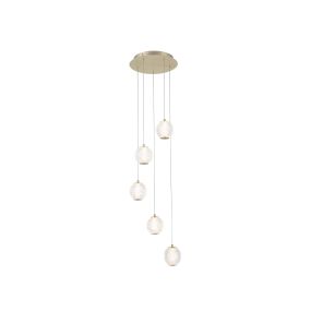 Searchlight Allure - lampe suspendue - Ø 30 x 150 cm - 21W dimmable LED inclus - laiton satiné et transparent