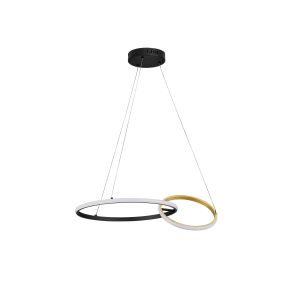 Nova Luce Imar - lampe suspendue - Ø 63 x 150 cm - 36W dimmable LED inclus - noir sablé et or