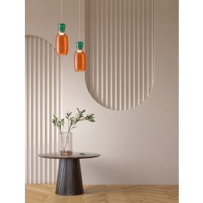 Nova Luce Pluma - lampe suspendue - Ø 15 x 179 cm - 9W LED inclus - or, jaspe brillant et verre orange