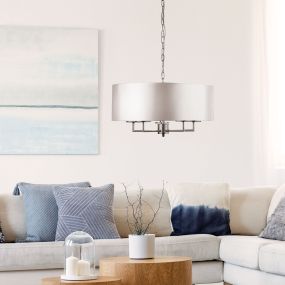 Searchlight Knights Bridge - lampe suspendue - Ø 55 x 123 cm - argent satiné