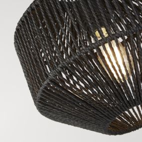 Searchlight Wicker - lampe suspendue - Ø 30 x 133 cm - noir mat