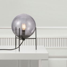 Nordlux Alton - lampe à poser - Ø 20 x 29 cm - noir et verre fumé