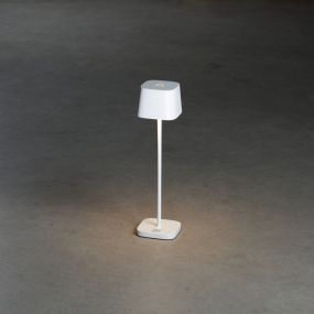 Konstsmide Capri Mini - lampe de table d'extérieur - 7 x 7 x 25 cm - 2,2W dim to warm LED inclus - rechargeable - IP54 - blanc