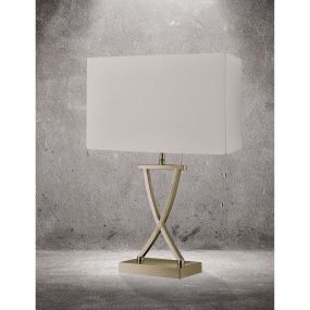 Searchlight Club - lampe à poser - 31 x 20 x 48,5 cm - crème et laiton antique