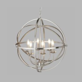 Searchlight Orbit - lustre - Ø 60 x 210 cm - argent satiné