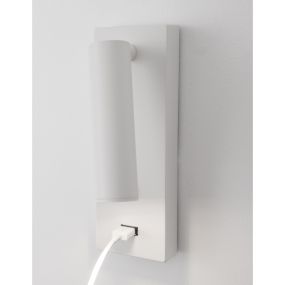 Nova Luce Fuse - applique murale avec interrupteur et chargeur USB - 6 x 12,3 x 18 cm - 3W LED inclus - blanc
