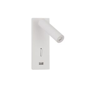 Nova Luce Fuse - applique murale avec interrupteur et chargeur USB - 6 x 12,3 x 18 cm - 3W LED inclus - blanc