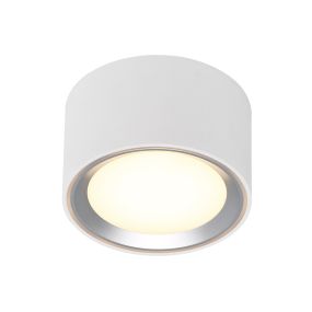 Nordlux Fallon - spot en saillie 1L - Ø 10 cm - fonction Moodmaker à 4 niveaux - LED 5,5W dimmable inclus - blanc et acier brossé