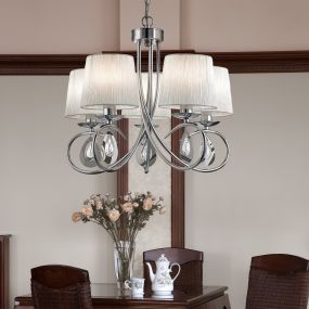 Searchlight Angelique - lustre - Ø 53 x 104 cm - chrome et blanc