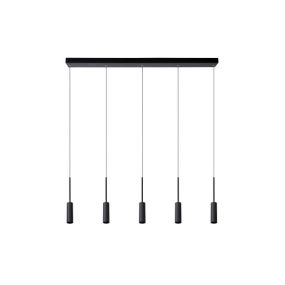 Lucide Tubule - lampe suspendue 5L - 101 x 8 x 169 cm - 5 x 7W LED inclus - noir