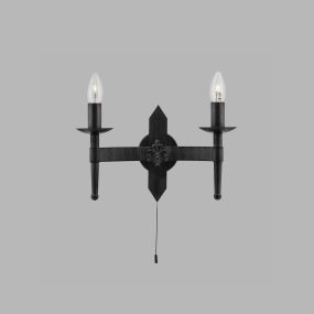 Searchlight Cartwheel - applique murale avec interrupteur à tirette - 34 x 21,5 cm - noir