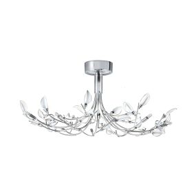 Searchlight Wisteria - plafonnier - Ø 66 x 28 cm - 10 x 7W halogène inclus - chrome et blanc