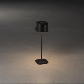 Konstsmide Nice - lampe de table extérieure sans fil avec station de charge - 10 x 10 x 36 cm - 2,2W LED dimmable inclus - IP54 - noir mat