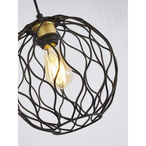 Searchlight Finesse - lampe suspendue - 95 x 25 x 80 cm - noir et or