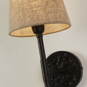 Searchlight Gothic - applique murale - 15 x 43 cm - noir et lin naturel