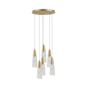 Nova Luce Kovac - lampe suspendue - Ø 35 x 180 cm - or brossé et transparent