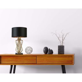 Searchlight Ethan - lampe à poser - 72 cm - noir et or