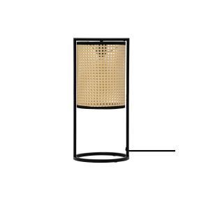 Nova Luce Erto - lampe de table - Ø 26 x 56 cm - noir sablé et rotin