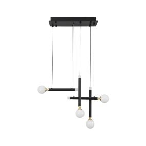 Nova Luce Cayo - lampe suspendue - 51 x 20 x 120 cm - 4 x 5W LED inclus - noir