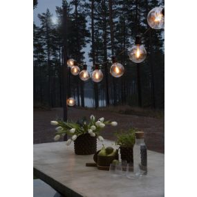 Konstsmide - guirlande lumineuse décorative avec fonction variateur - kit de démarrage - longueur 9,15 mètres plus cordon 10,85 mètres - 10 ampoules LED remplaçables incluses - 7W - IP44 - noir