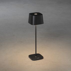 Konstsmide Capri - lampe de table extérieure sans fil avec station de charge - Ø 10 x 36 cm - 2,2W LED dimmable inclus - IP54 - noir