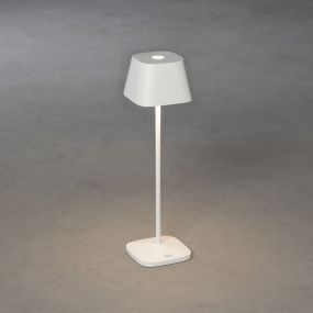 Konstsmide Capri - lampe de table extérieure sans fil avec station de charge - Ø 10 x 36 cm - 2,2W LED dimmable inclus - IP54 - blanc