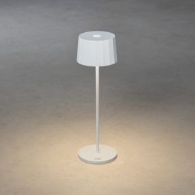 Konstsmide Positano - lampe de table extérieure sans fil avec station de charge - Ø 11 x 35 cm - 2,2W dimmable LED inclus - IP54 - blanc