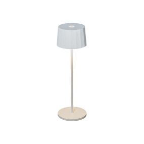 Konstsmide Positano - lampe de table extérieure sans fil avec station de charge - Ø 11 x 35 cm - 2,2W dimmable LED inclus - IP54 - blanc