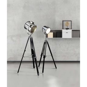 Searchlight Studio - lampadaire - 150 cm - noir et chrome