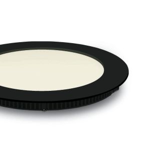 ONE Light Panneau encastré rond - Ø 17,3 x 2,2 cm - 12W LED inclus - IP40 - noir - couleur de lumière blanc chaud