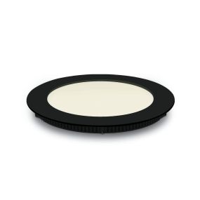 ONE Light Panneau encastré rond - Ø 17,3 x 2,2 cm - 12W LED inclus - IP40 - noir - couleur de lumière blanc chaud