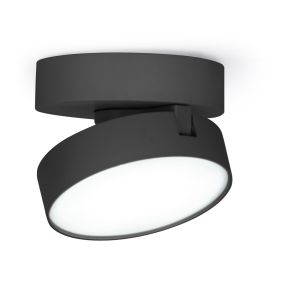 Lutec Stanos - spot en saillie - éclairage intelligent - Lutec Connect - Ø10 x 5,5 cm - 6,8W LED inclus - fonction de gradation via app - 2700K-6500K - noir