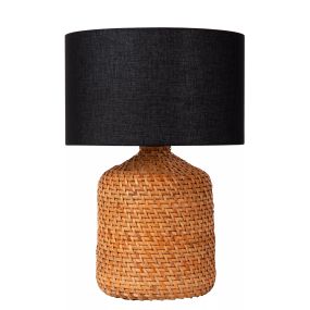 Lucide Arrah - lampe à poser - Ø 35 x 50 cm - noir et marron clair