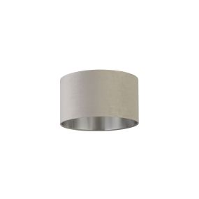 Searchlight Drum Shade - abat-jour - Ø 38 x 22 cm - gris clair et argent brossé
