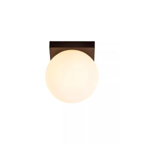 Lucide Tassa - plafonnier - 13,5 x 13,5 x 13,4 cm - 12W dim to warm LED inclus - noir et opale