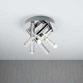 Searchlight Bubbles - plafonnier - Ø 22 x 18 cm - 15W LED inclus - IP44 - chrome