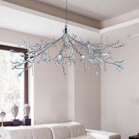 Searchlight Wisteria - lampe suspendue - Ø 78 x 108 cm - 10 x 7W halogène inclus - chrome
