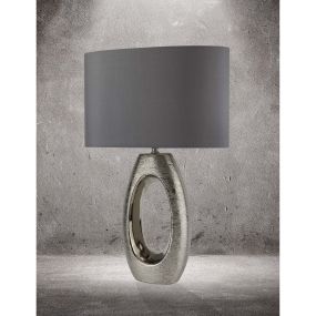 Searchlight Artisan - lampe à poser - 61 cm - chrome et gris