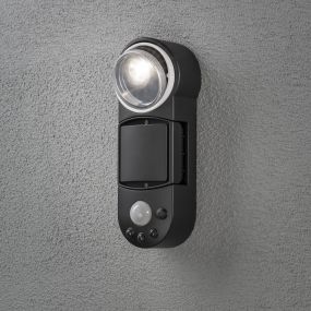 Konstsmide Prato - applique murale extérieure à piles avec détecteur de mouvement - 10 x 7 x 26 cm - LED 1W inclus - IP44 - noir